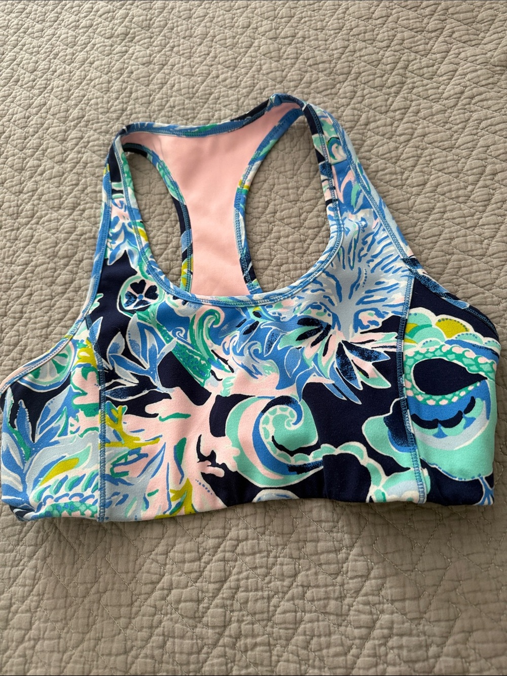 Lilly Pulitzer Blue, Pink & Mint Floral Racerback Sports Bra